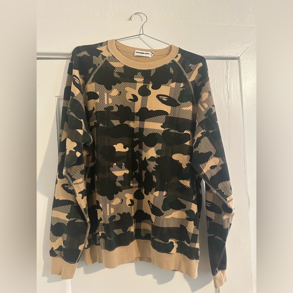 BAPE yellow camo long sleeve shirt, sweater